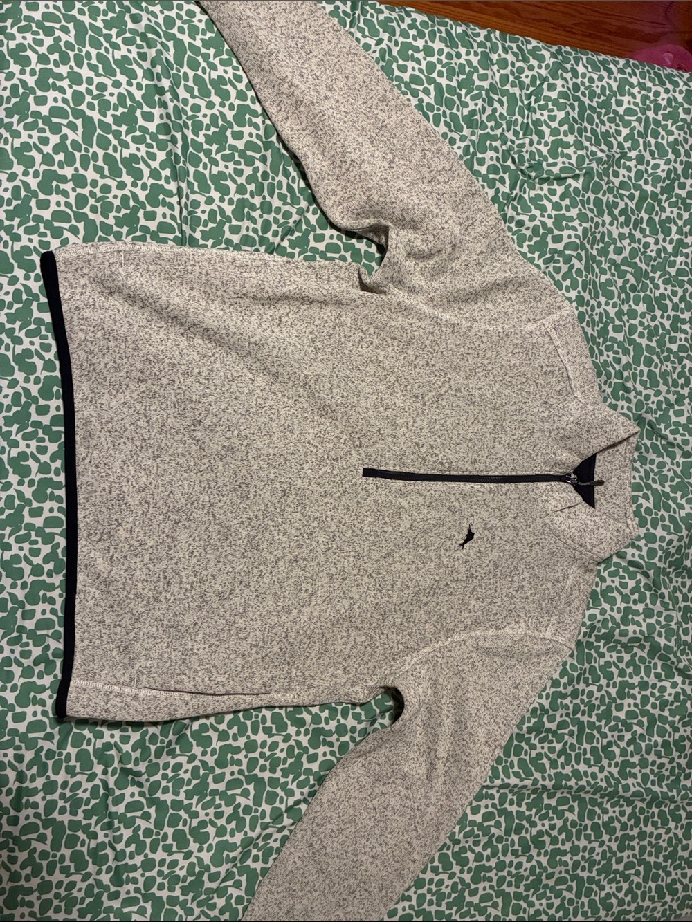 Tommy Bahama Light Gray Quarter-Zip Pullover with Black Trim